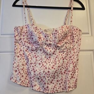 Floral Pink and White Bustier Top